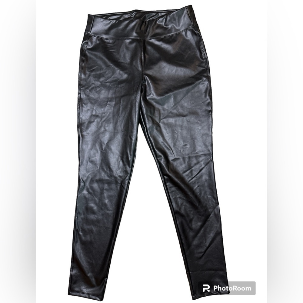 Gap Black PU Coated Faux Leather Skinny Leg Pant XL Tall